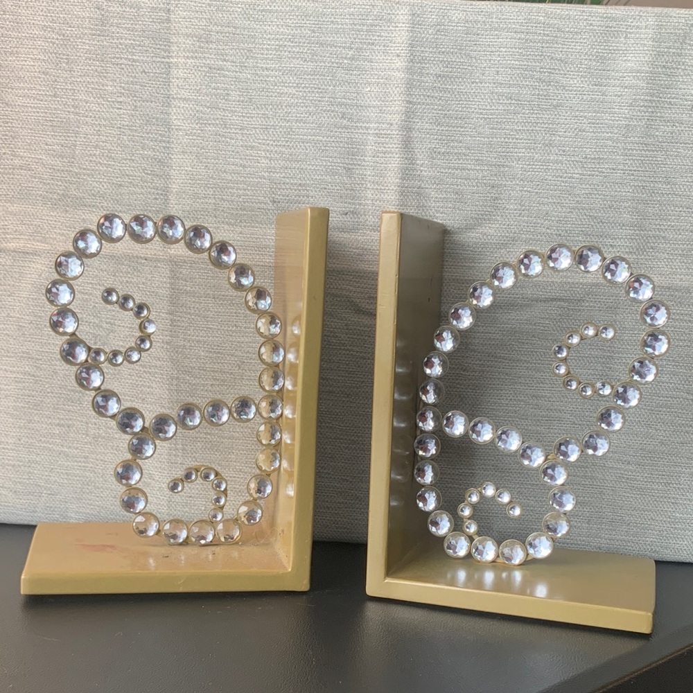 Gold Crystal Butterfly Bookends